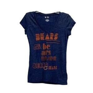 NFL women team Chicago Bears V Neck Stamp Navy blue T shirt tee Size L